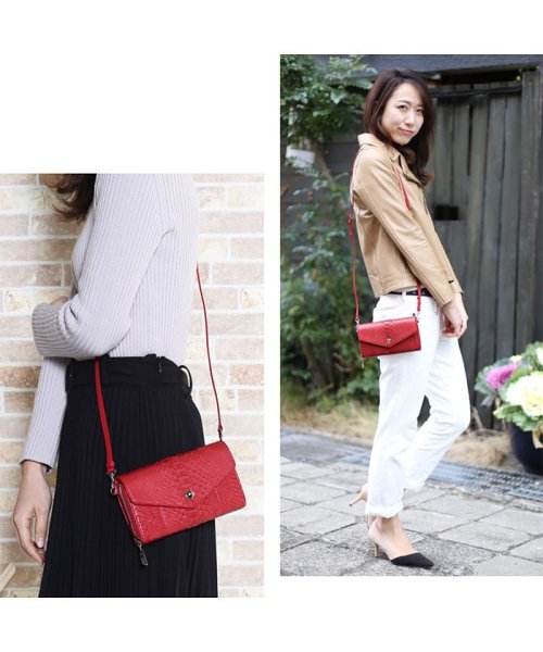 ダイヤモンドパイソンレザーお財布ショルダーバッグ 