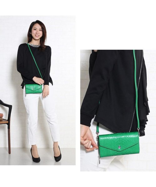 ダイヤモンドパイソンレザーお財布ショルダーバッグ 