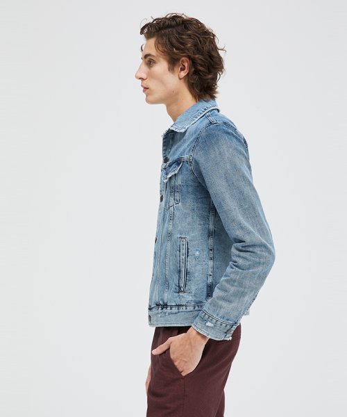 セール デニムダメージgジャン デニムブルゾン シスレー メンズ Sisley Magaseek