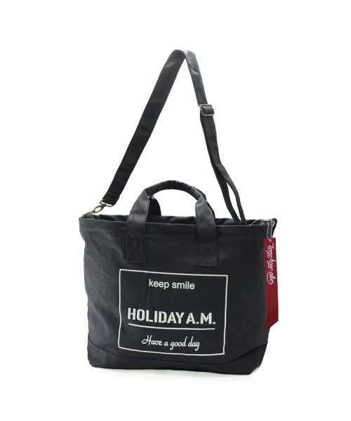 Holiday A.M.(ホリデーエーエム)/バッグ トート ショルダー 2WAY メンズ レディース 大きいサイズ フタ付き 布 帆布 HolidayA.M./img01