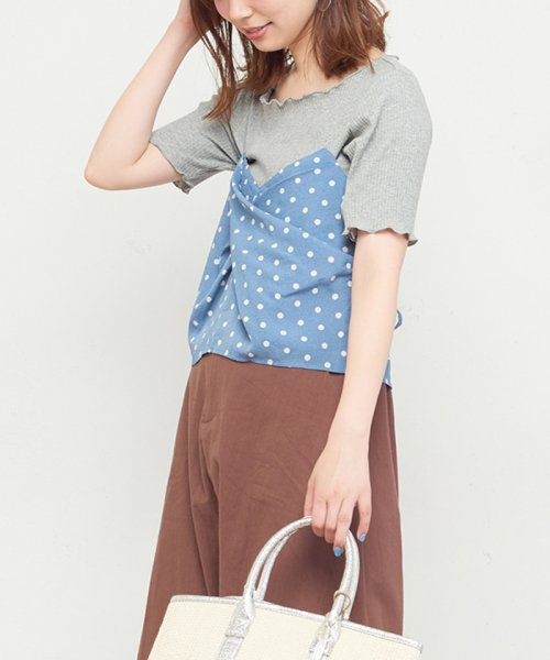 NICE CLAUP OUTLET(ナイスクラップ　アウトレット)/【natural couture】ビスチェドッキングメローテレコTシャツ/img02