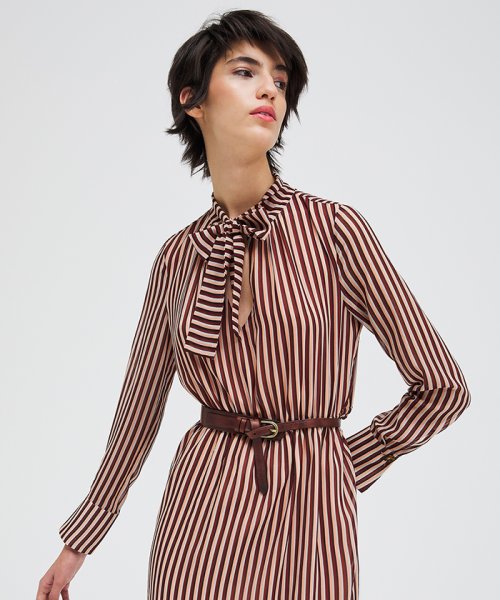 セール シフォン総柄リボンタイ長袖ワンピース シスレー レディス Sisley Magaseek セール シフォン総柄リボンタイ長袖ワンピース シスレー レディス Sisley Magaseek