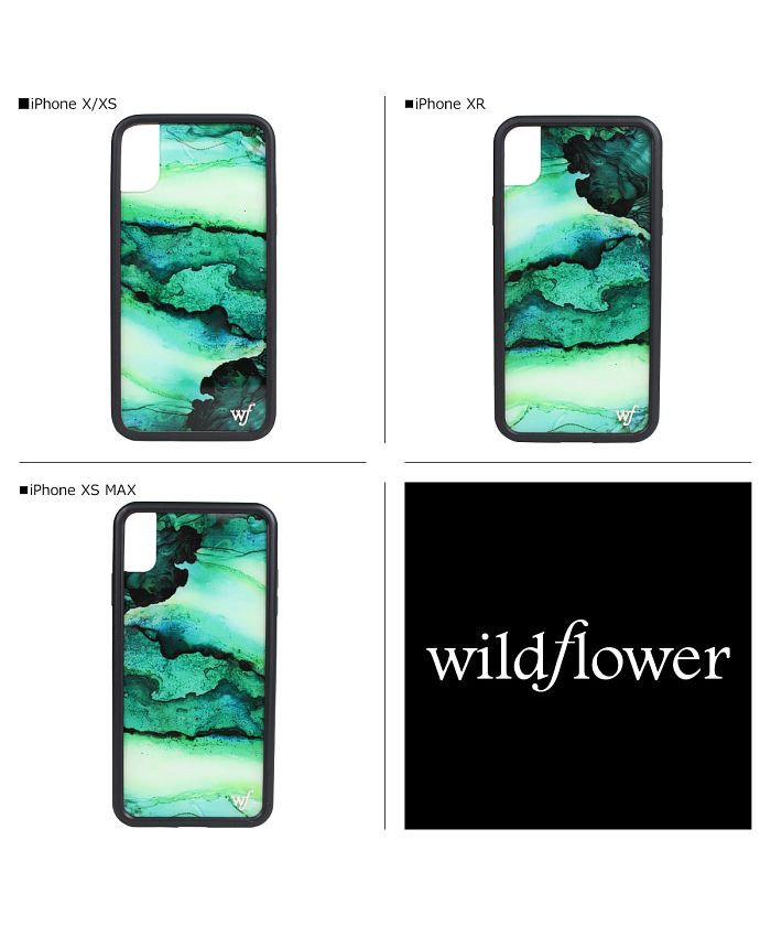 wildflower ワイルドフラワー iPhone XR X XS MAX ケース スマホ 携帯 アイフォン スマホ 携帯 レディース マーブル  グリーン E