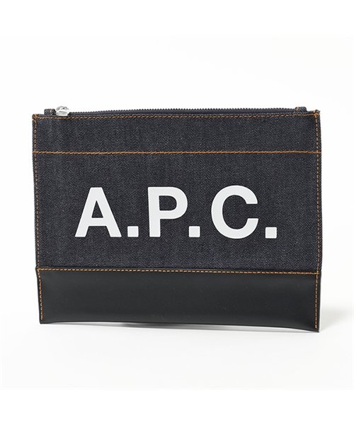 A.P.C.(アーペーセー)/【APC A.P.C.(アーペーセー)】CODDP H63293  IAK pochette axel デニム×レザー フラットポーチ クラッチバッグ DARK/img01