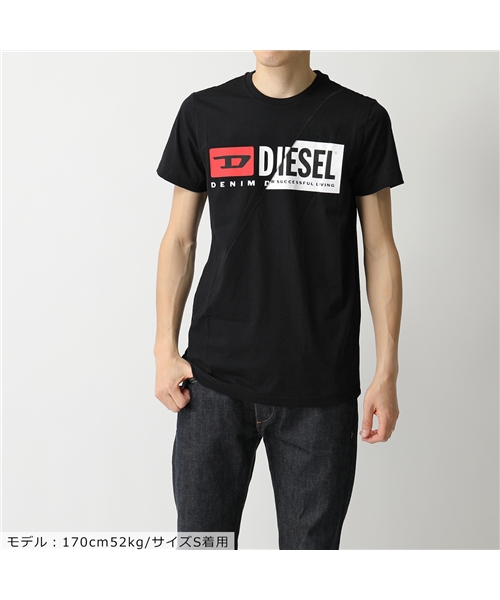 【DIESEL(ディーゼル)】00SDP1 0091A T－DIEGO－CUTY クルーネック 半袖 Tシャツ カットソー Wロゴ 900 メンズ