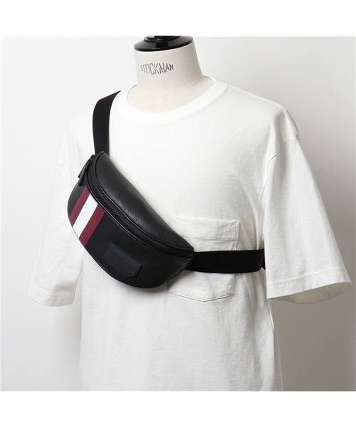 【BALLY バリー】SONNI OF コーテッドキャンバス バムバッグ ショルダーバッグ メッセンジャーバッグ ボディバッグ 鞄 06/BLACK メンズ