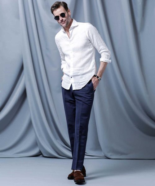 セール リネンソリッドシャツ ナノ ユニバース Nano Universe Magaseek