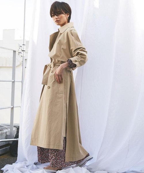 セール Odorantes サイドスリットドロップショルダートレンチ