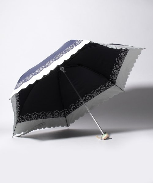 LANVIN Collection(umbrella)(ランバンコレクション（傘）)/LANVIN COLLECTION 晴雨兼用折りたたみ傘 "バイカラーローズ刺繍"/img01