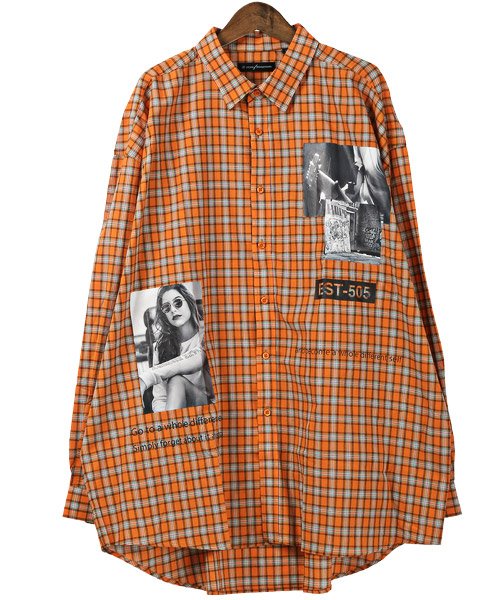 セール 15 Off バックプリントチェック柄シャツ チェックシャツ メンズ 韓国系 ビッグシルエット 長袖 ラグスタイル Luxstyle Magaseek