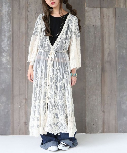 総レース刺繍ロングカーディガン オシャレウォーカー Osharewalker Magaseek