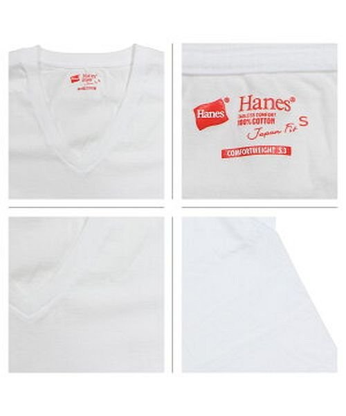 Hanes(ヘインズ)/ヘインズ Hanes Tシャツ メンズ レディース ジャパンフィット 半袖 2枚組 Vネック ブラック ホワイト 黒 白 H5325/img02