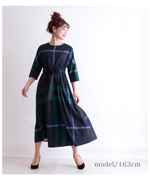 セール ウエストリボンのチェックワンピース サワアラモード Sawa A La Mode Magaseek