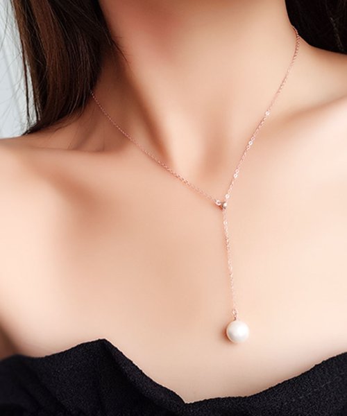 セール ネックレス 1粒パール Y字 ループネックレス ピンクゴールド シルバー アクセサリー 結婚式 ショッピングゴー Shoppinggo Magaseek