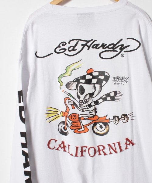 MARUKAWA(大きいサイズのマルカワ)/【Ed Hardy】エドハーディー 大きいサイズ ドクロ バイク 袖ロゴプリント 長袖Tシャツ バックプリント 春 ロンＴ/img05