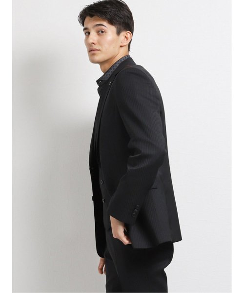 光沢スリムフィット3ピーススーツ シャドーストライプ黒 オム/renoma レノマ