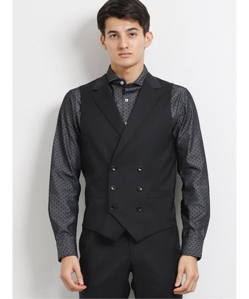 光沢スリムフィット3ピーススーツ シャドーストライプ黒 オム/renoma レノマ