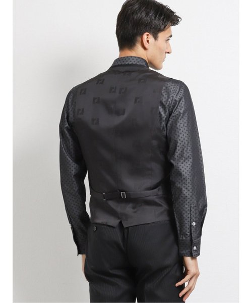 光沢スリムフィット3ピーススーツ シャドーストライプ黒 オム/renoma レノマ