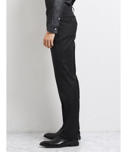 光沢スリムフィット3ピーススーツ シャドーストライプ黒 オム/renoma レノマ