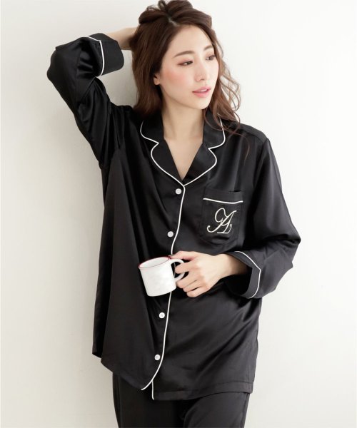 パジャマ 前開き ルームウェア シルクタッチ サテン 上下セット 大きいサイズ かわいい レディース 可愛い マタニティ マタニティパジャマ ルームウエア 長袖 エメフィール Aimerfeel Magaseek