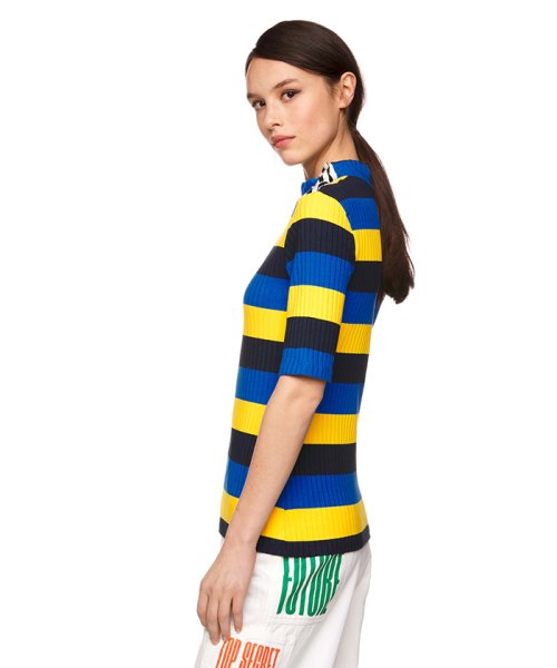 BENETTON (women)(ベネトン（レディース）)/サイドボタンボーダーテレコハイネック半袖Tシャツ・カットソー/img10