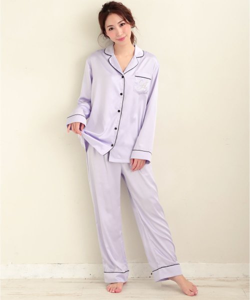 パジャマ 前開き ルームウェア シルクタッチ サテン 上下セット 大きいサイズ かわいい レディース 可愛い マタニティ マタニティパジャマ ルームウエア 長袖 エメフィール Aimerfeel Magaseek