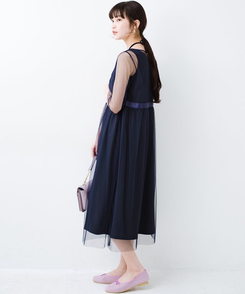 結婚式でオシャレに見えるのみならず普段にも使えてコスパいい ノースリーブとチュールの重ねワンピースセット ハコ Haco Magaseek