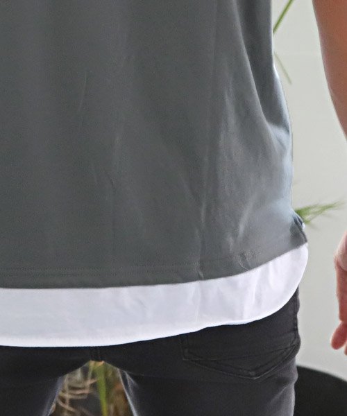 LUXSTYLE(ラグスタイル)/フェイクレイヤードチェック柄Tシャツ/Tシャツ メンズ 半袖 チェック柄 ネックレス付き/img10