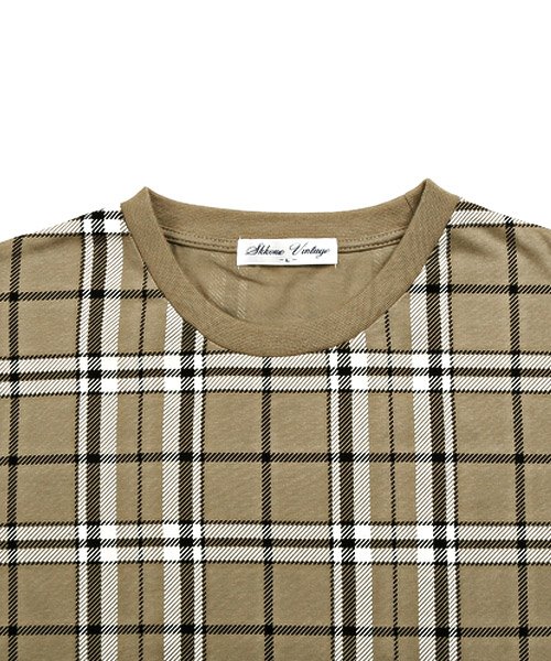 LUXSTYLE(ラグスタイル)/フェイクレイヤードチェック柄Tシャツ/Tシャツ メンズ 半袖 チェック柄 ネックレス付き/img12