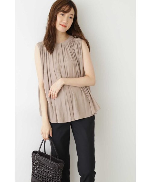 セール ナチュラルビューティーベーシック Natural Beauty Basic 割繊サテンギャザーブラウス Magaseek