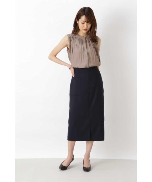 セール ナチュラルビューティーベーシック Natural Beauty Basic 割繊サテンギャザーブラウス Magaseek