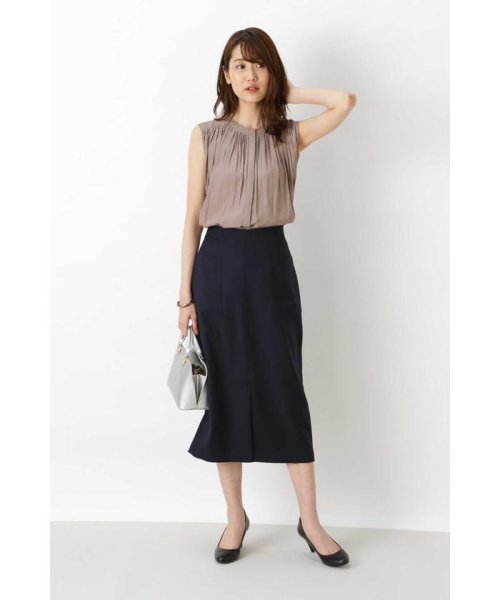 セール ナチュラルビューティーベーシック Natural Beauty Basic 割繊サテンギャザーブラウス Magaseek