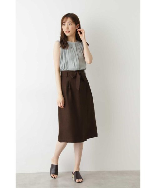 セール ナチュラルビューティーベーシック Natural Beauty Basic 割繊サテンギャザーブラウス Magaseek