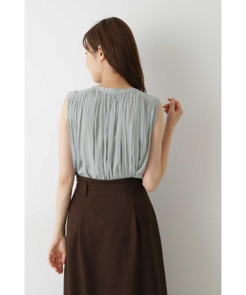 セール ナチュラルビューティーベーシック Natural Beauty Basic 割繊サテンギャザーブラウス Magaseek