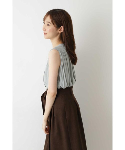 セール ナチュラルビューティーベーシック Natural Beauty Basic 割繊サテンギャザーブラウス Magaseek