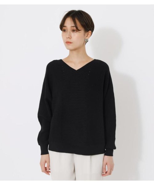 AZUL by moussy(アズールバイマウジー)/V／N GARTER DOLMAN KNIT TOPS/img11