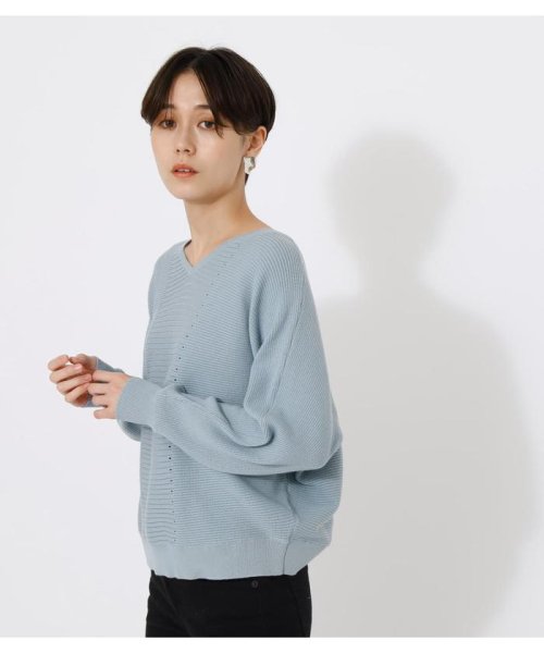 AZUL by moussy(アズールバイマウジー)/V／N GARTER DOLMAN KNIT TOPS/img33