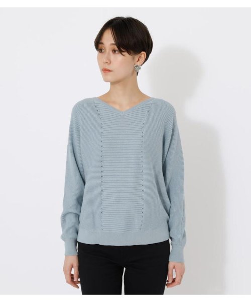 AZUL by moussy(アズールバイマウジー)/V／N GARTER DOLMAN KNIT TOPS/img35
