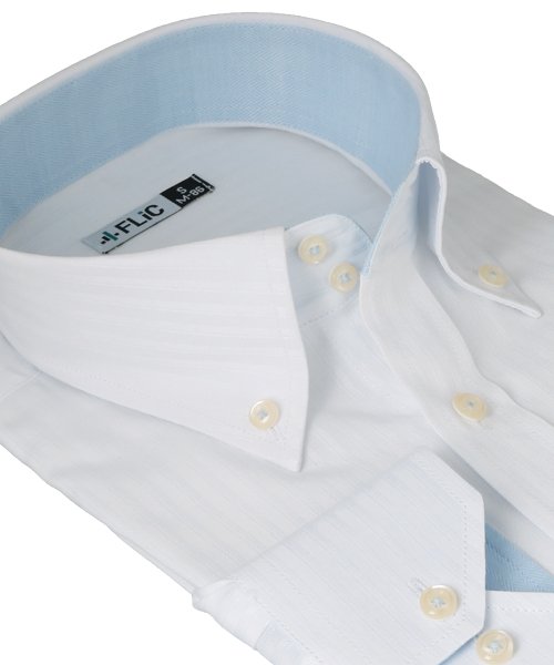 FLiC(フリック)/ワイシャツ メンズ ドゥエボットーニ ボタンダウン 長袖 形態安定 シャツ ドレスシャツ ビジネス ノーマル スリム yシャツ カッターシャツ 定番 ドビー お/img01