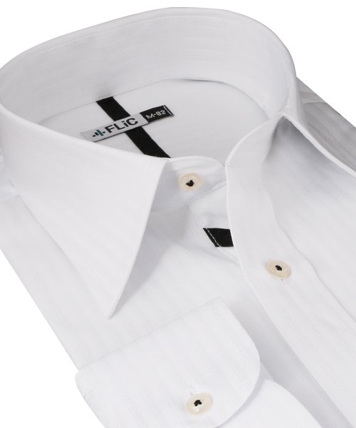 FLiC(フリック)/ワイシャツ メンズ レギュラーカラー 長袖 形態安定 シャツ ドレスシャツ ビジネス ノーマル スリム yシャツ カッターシャツ 定番 ドビー 織柄 おしゃれ /img01