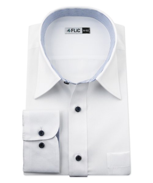 FLiC(フリック)/ワイシャツ メンズ レギュラーカラー 長袖 形態安定 シャツ ドレスシャツ ビジネス ノーマル スリム yシャツ カッターシャツ 定番 ドビー 織柄 おしゃれ /img07