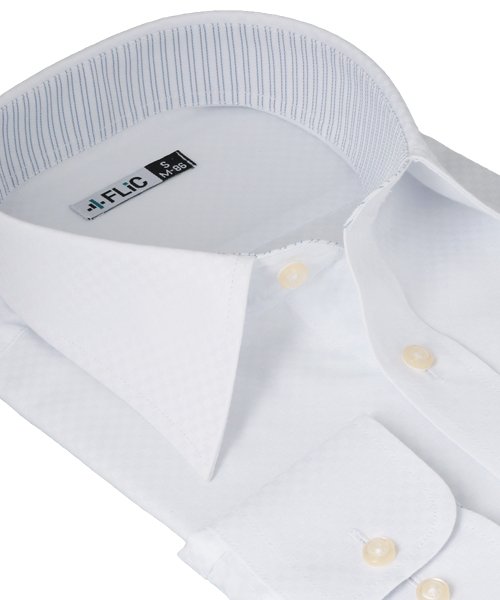 ワイシャツ メンズ レギュラーカラー 長袖 形態安定 シャツ ドレスシャツ ビジネス ノーマル スリム Yシャツ カッターシャツ 定番 ドビー 織柄 おしゃれ フリック Flic Magaseek
