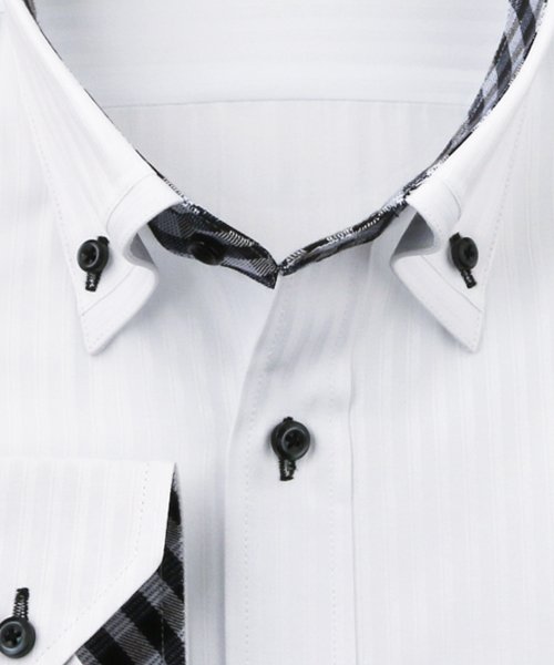 FLiC(フリック)/ワイシャツ メンズ デザイン ボタンダウン 長袖 形態安定 シャツ ドレスシャツ ビジネス ノーマル スリム yシャツ カッターシャツ 定番 ドビー 織柄 おし/img02
