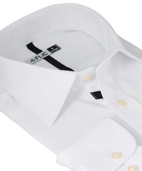 FLiC(フリック)/ワイシャツ メンズ ショートワイド ワイド 長袖 形態安定 シャツ ドレスシャツ ビジネス ノーマル スリム yシャツ カッターシャツ 定番 ドビー 織柄 おし/img01
