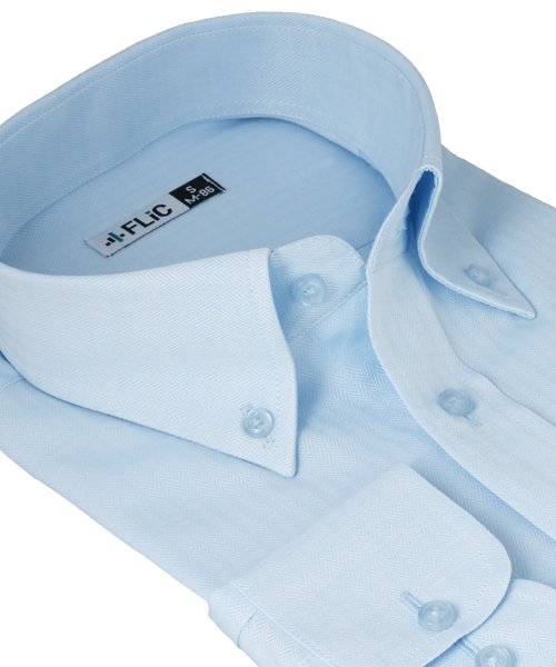 FLiC(フリック)/ワイシャツ メンズ ボタンダウン 長袖 形態安定 シャツ ドレスシャツ ビジネス ノーマル スリム yシャツ カッターシャツ 定番 ストライプ ドビー 織柄 お/img01