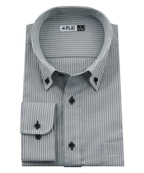 FLiC(フリック)/ワイシャツ メンズ ボタンダウン 長袖 形態安定 シャツ ドレスシャツ ビジネス ノーマル スリム yシャツ カッターシャツ 定番 ストライプ ドビー 織柄 お/img07