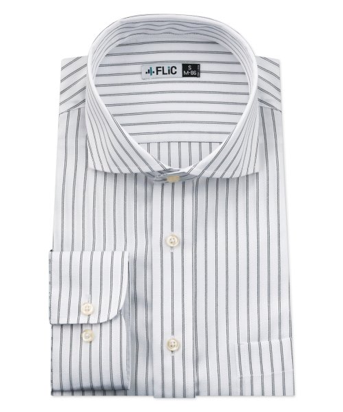 FLiC(フリック)/ワイシャツ メンズ ホリゾンタル ワイド 長袖 形態安定 シャツ ドレスシャツ ビジネス ノーマル スリム yシャツ カッターシャツ 定番 ストライプ ドビー /img07