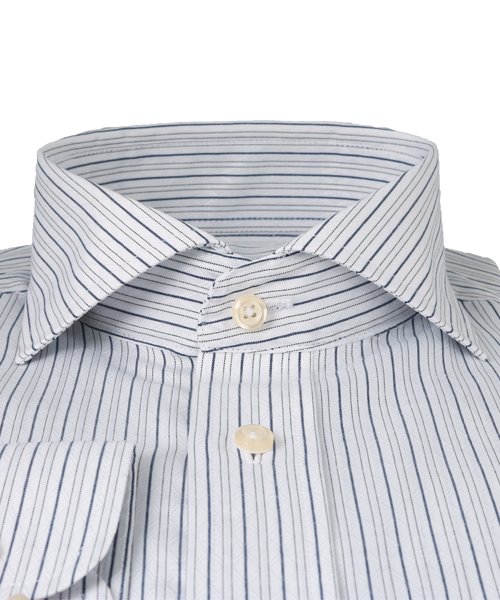 FLiC(フリック)/ワイシャツ メンズ ホリゾンタル ワイド 長袖 形態安定 シャツ ドレスシャツ ビジネス ノーマル スリム yシャツ カッターシャツ 定番 ストライプ ドビー /img02