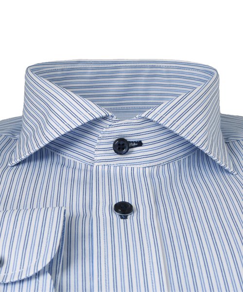 FLiC(フリック)/ワイシャツ メンズ ホリゾンタル ワイド 長袖 形態安定 シャツ ドレスシャツ ビジネス ノーマル スリム yシャツ カッターシャツ 定番 ストライプ ドビー /img02
