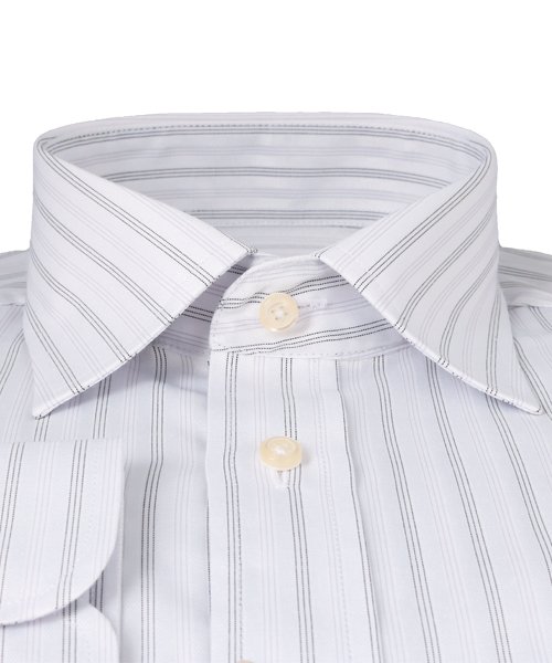 FLiC(フリック)/ワイシャツ メンズ ショートワイド ワイド 長袖 形態安定 シャツ ドレスシャツ ビジネス ノーマル スリム yシャツ カッターシャツ 定番 ストライプ ドビー/img02
